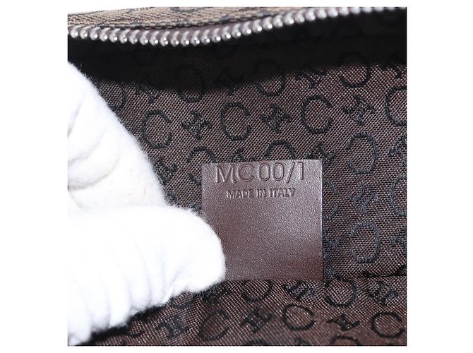 Céline Pochette da trucco in tela Macadam C di CELINE, marrone e argento, autentica ka1279 - vista 12