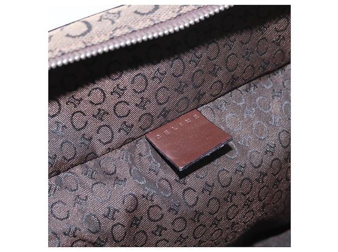 Céline Pochette da trucco in tela Macadam C di CELINE, marrone e argento, autentica ka1279 - vista 17