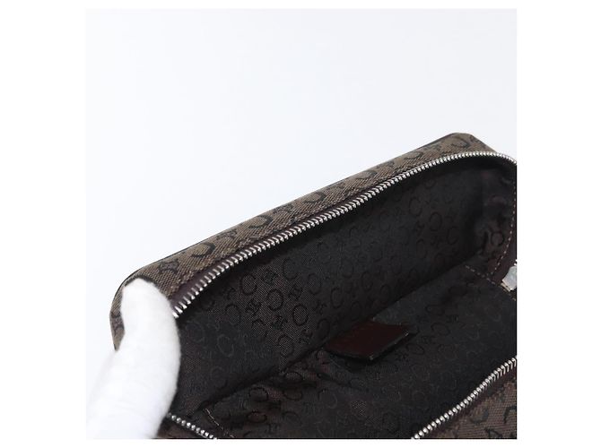 Céline Pochette da trucco in tela Macadam C di CELINE, marrone e argento, autentica ka1279 - vista 18