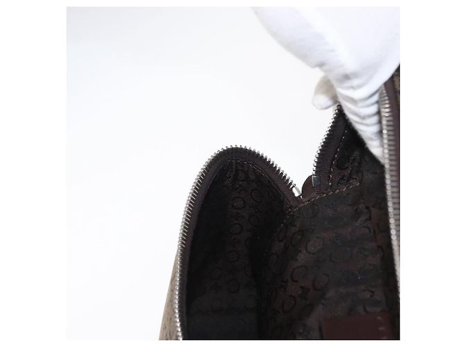 Céline Pochette da trucco in tela Macadam C di CELINE, marrone e argento, autentica ka1279 - vista 20