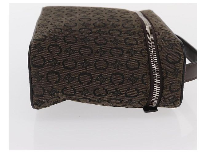 Céline Pochette da trucco in tela Macadam C di CELINE, marrone e argento, autentica ka1279 - vista 3
