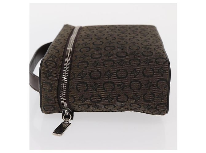 Céline Pochette da trucco in tela Macadam C di CELINE, marrone e argento, autentica ka1279 - vista 4