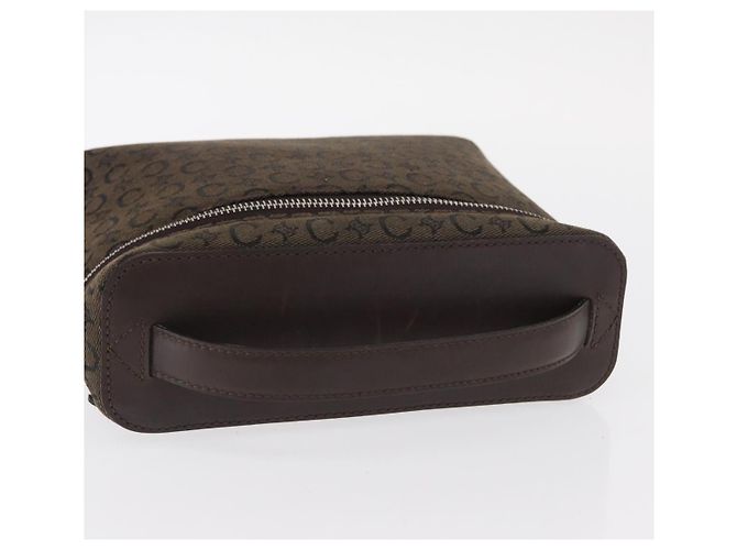 Céline Pochette da trucco in tela Macadam C di CELINE, marrone e argento, autentica ka1279 - vista 6
