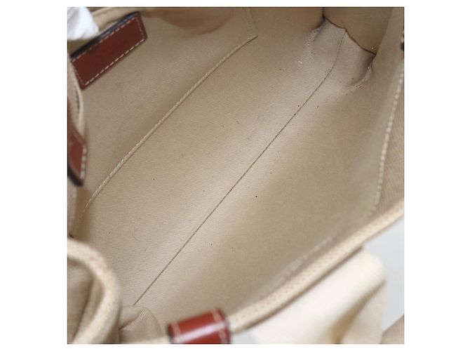 Chloé Woody La Tote Bag Canvas Leder Beige Braun Auth ka1346 - Ansicht 10