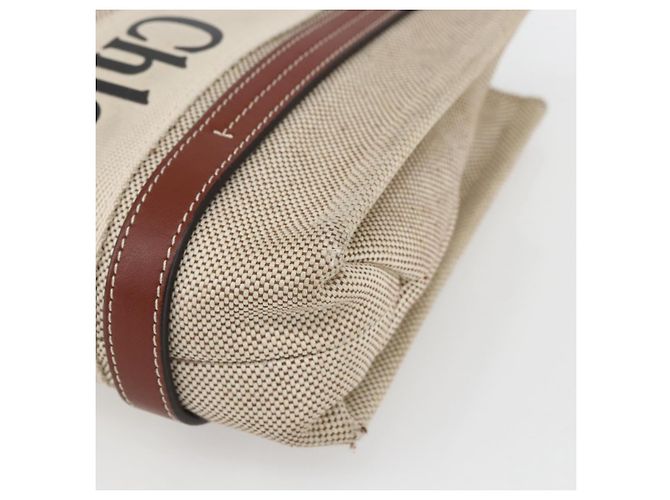 Chloé Woody La Tote Bag Canvas Leder Beige Braun Auth ka1346 - Ansicht 14