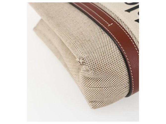 Chloé Woody La Tote Bag Canvas Leder Beige Braun Auth ka1346 - Ansicht 15