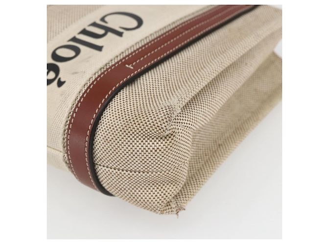 Chloé Woody La Tote Bag Canvas Leder Beige Braun Auth ka1346 - Ansicht 16