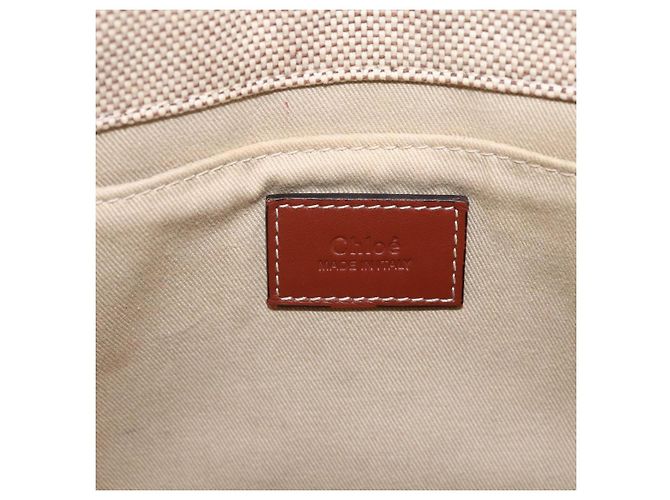 Chloé Woody La Tote Bag Canvas Leder Beige Braun Auth ka1346 - Ansicht 17