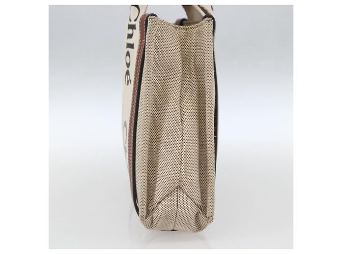 Chloé Woody La Tote Bag Canvas Leder Beige Braun Auth ka1346 - Ansicht 4