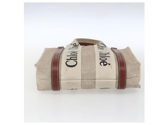 Chloé Woody La Tote Bag Canvas Leder Beige Braun Auth ka1346 - Ansicht 5