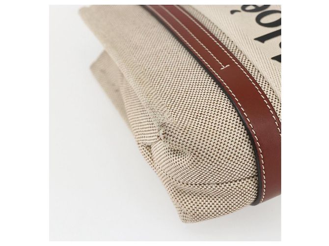 Chloé Woody La Tote Bag Canvas Leder Beige Braun Auth ka1346 - Ansicht 9