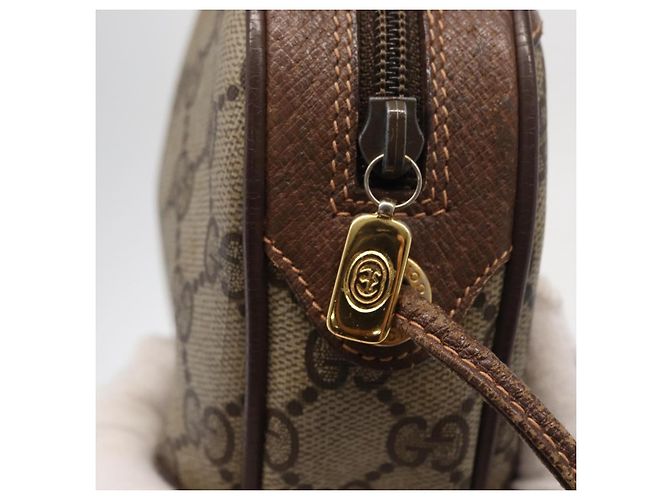 Borsa Sherry Line GG Supreme Web di GUCCI in PVC beige e oro 156 02 066 Auth BA9285 D'oro - vista 10