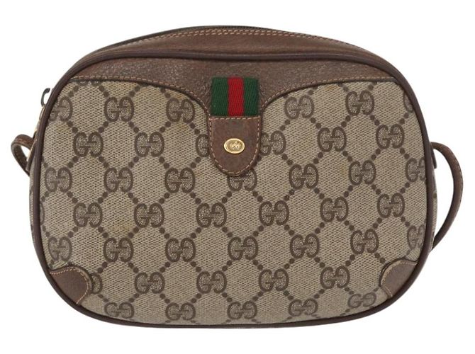 Borsa Sherry Line GG Supreme Web di GUCCI in PVC beige e oro 156 02 066 Auth BA9285 D'oro - vista 13