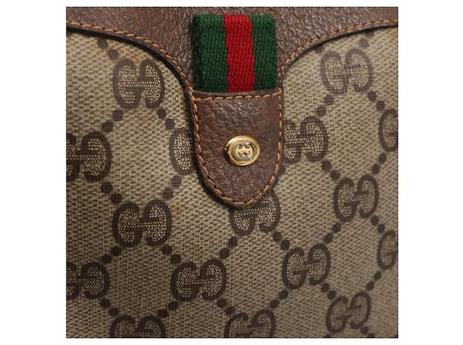 Borsa Sherry Line GG Supreme Web di GUCCI in PVC beige e oro 156 02 066 Auth BA9285 D'oro - vista 17