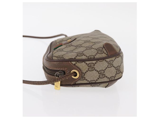 Borsa Sherry Line GG Supreme Web di GUCCI in PVC beige e oro 156 02 066 Auth BA9285 D'oro - vista 4