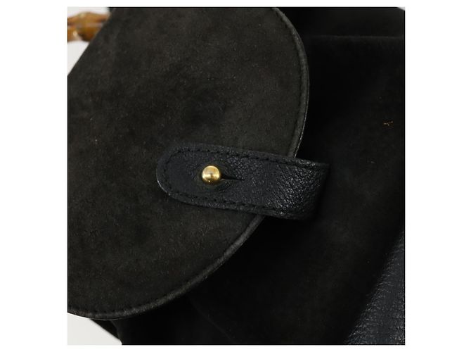 Zaino in Pelle Gucci Bamboo Nero Oro 003 2058 0030 Auth 156416 - vista 18