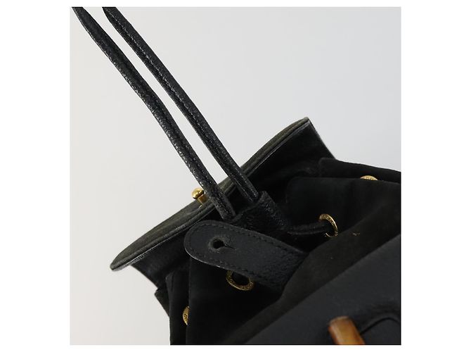 Zaino in Pelle Gucci Bamboo Nero Oro 003 2058 0030 Auth 156416 - vista 19