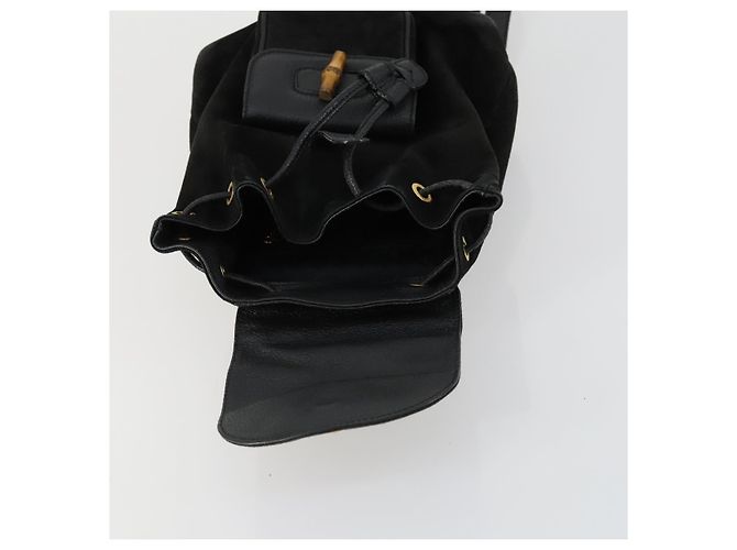 Zaino in Pelle Gucci Bamboo Nero Oro 003 2058 0030 Auth 156416 - vista 20