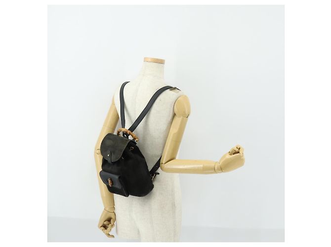 Zaino in Pelle Gucci Bamboo Nero Oro 003 2058 0030 Auth 156416 - vista 28