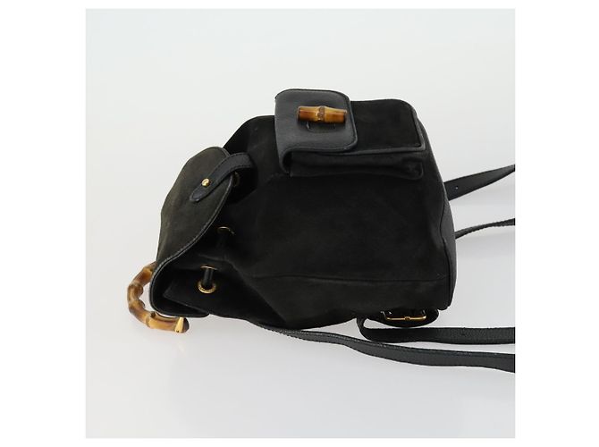 Zaino in Pelle Gucci Bamboo Nero Oro 003 2058 0030 Auth 156416 - vista 4