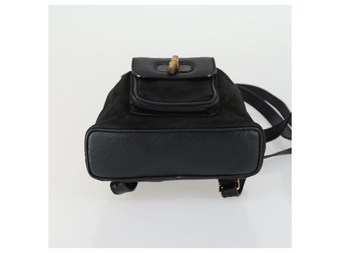 Zaino in Pelle Gucci Bamboo Nero Oro 003 2058 0030 Auth 156416 - vista 5