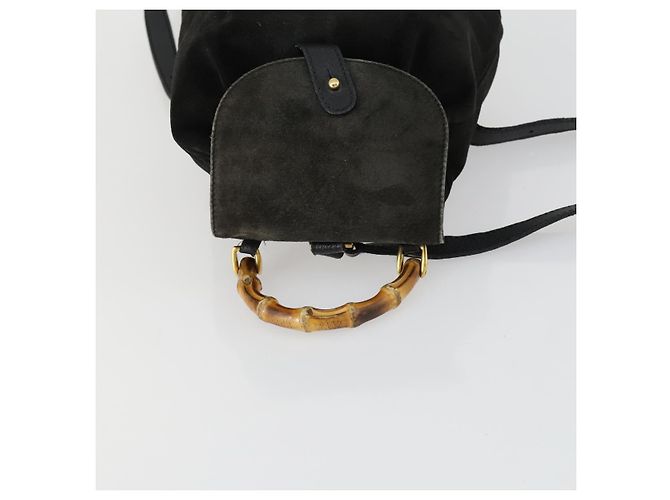 Zaino in Pelle Gucci Bamboo Nero Oro 003 2058 0030 Auth 156416 - vista 6