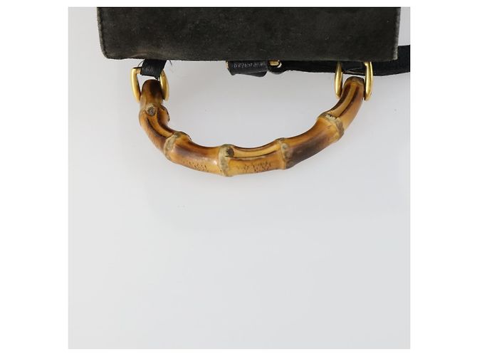 Zaino in Pelle Gucci Bamboo Nero Oro 003 2058 0030 Auth 156416 - vista 7