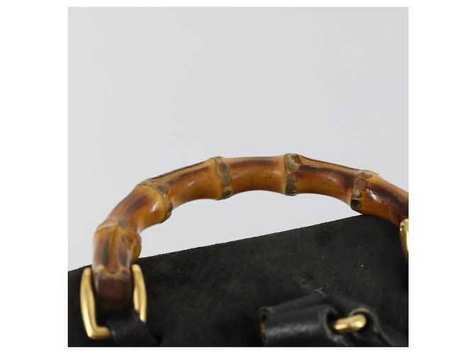 Zaino in Pelle Gucci Bamboo Nero Oro 003 2058 0030 Auth 156416 - vista 8