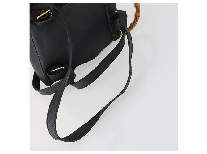 Zaino in Pelle Gucci Bamboo Nero Oro 003 2058 0030 Auth 156416 - vista 9