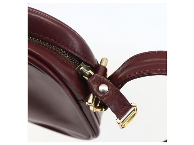 Cartier Borsa a Spalla Must Line in Pelle Bordeaux Oro Auth am10220 D'oro Bordò - vista 10