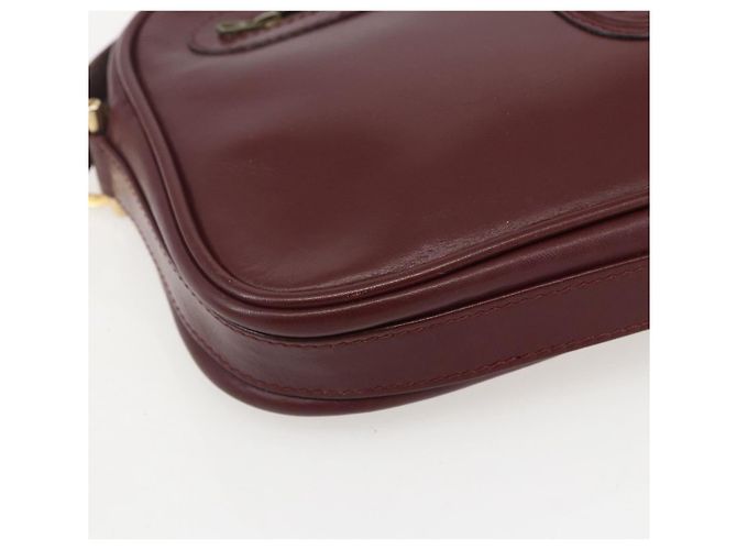 Cartier Borsa a Spalla Must Line in Pelle Bordeaux Oro Auth am10220 D'oro Bordò - vista 14