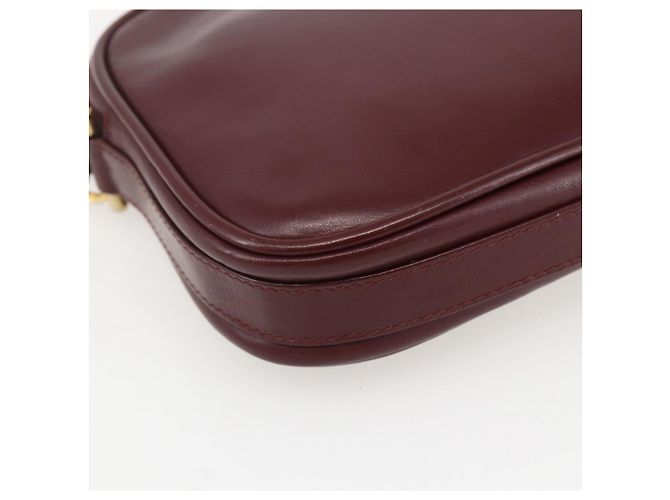 Cartier Borsa a Spalla Must Line in Pelle Bordeaux Oro Auth am10220 D'oro Bordò - vista 16