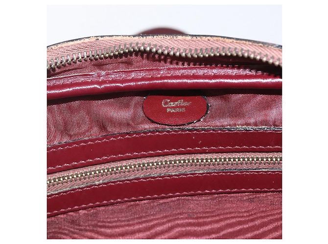 Cartier Borsa a Spalla Must Line in Pelle Bordeaux Oro Auth am10220 D'oro Bordò - vista 18