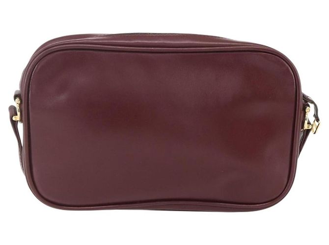 Cartier Borsa a Spalla Must Line in Pelle Bordeaux Oro Auth am10220 D'oro Bordò - vista 2