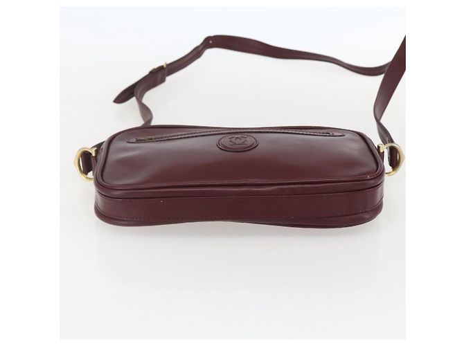 Cartier Borsa a Spalla Must Line in Pelle Bordeaux Oro Auth am10220 D'oro Bordò - vista 5