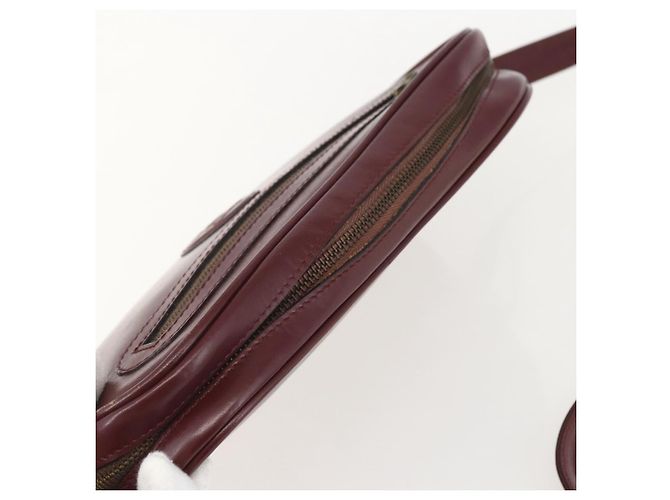 Cartier Borsa a Spalla Must Line in Pelle Bordeaux Oro Auth am10220 D'oro Bordò - vista 6