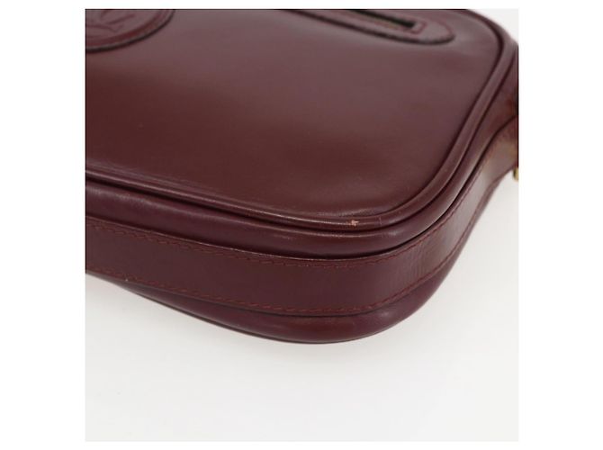 Cartier Borsa a Spalla Must Line in Pelle Bordeaux Oro Auth am10220 D'oro Bordò - vista 9