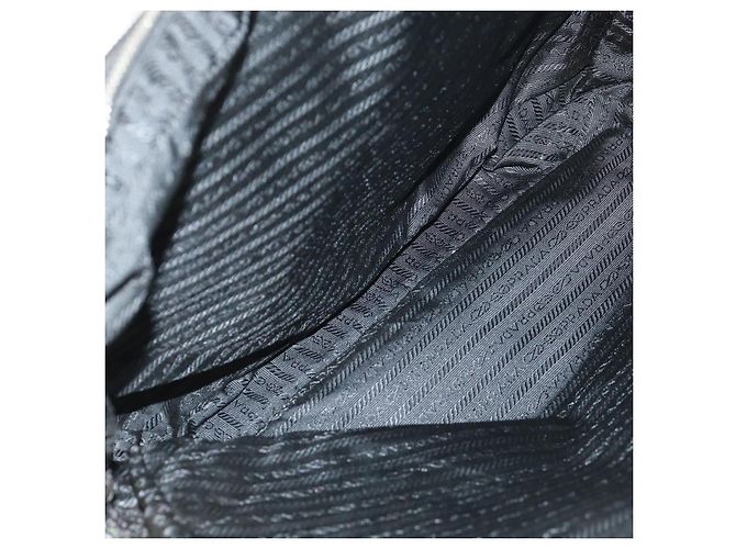 PRADA Borsa a mano in nylon pelle nera argento autentica bs32080 Nero - vista 11