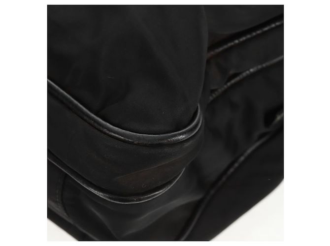 PRADA Borsa a mano in nylon pelle nera argento autentica bs32080 Nero - vista 15