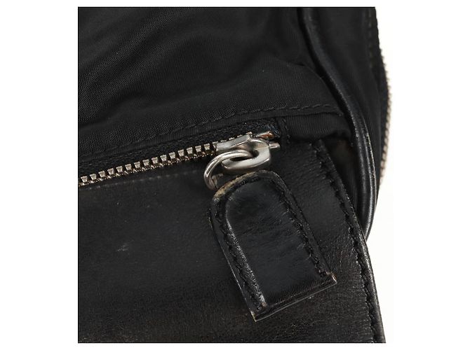 PRADA Borsa a mano in nylon pelle nera argento autentica bs32080 Nero - vista 18