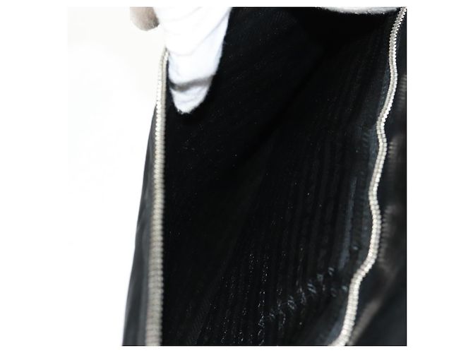 PRADA Borsa a mano in nylon pelle nera argento autentica bs32080 Nero - vista 19
