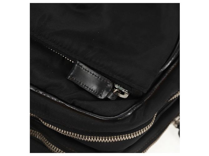 PRADA Borsa a mano in nylon pelle nera argento autentica bs32080 Nero - vista 22