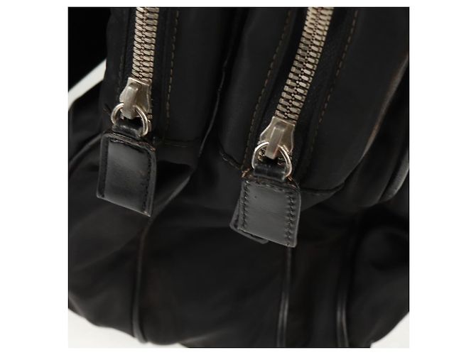PRADA Borsa a mano in nylon pelle nera argento autentica bs32080 Nero - vista 24