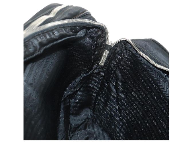 PRADA Borsa a mano in nylon pelle nera argento autentica bs32080 Nero - vista 25