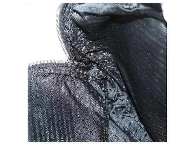 PRADA Borsa a mano in nylon pelle nera argento autentica bs32080 Nero - vista 26