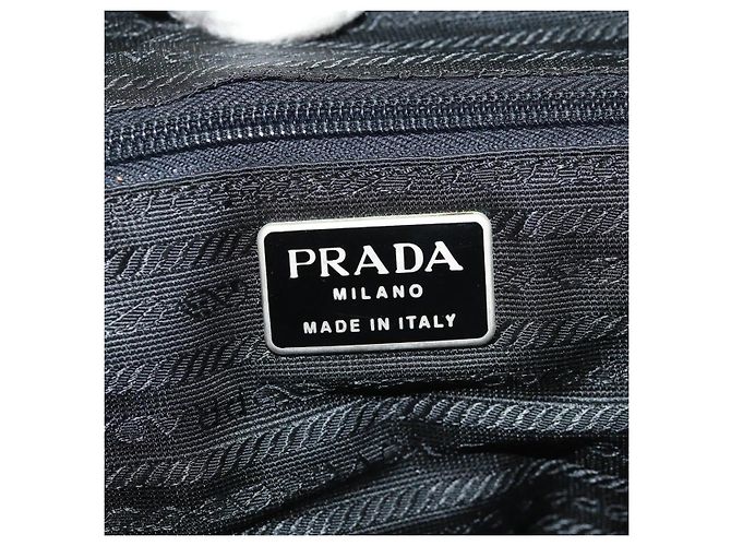 PRADA Borsa a mano in nylon pelle nera argento autentica bs32080 Nero - vista 27
