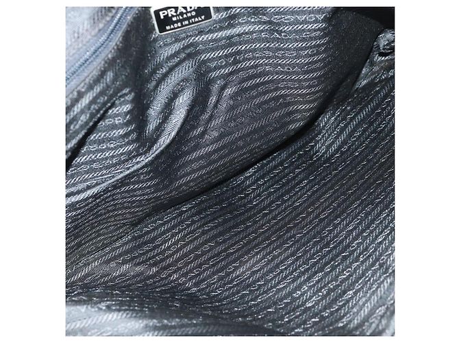 PRADA Borsa a mano in nylon pelle nera argento autentica bs32080 Nero - vista 28