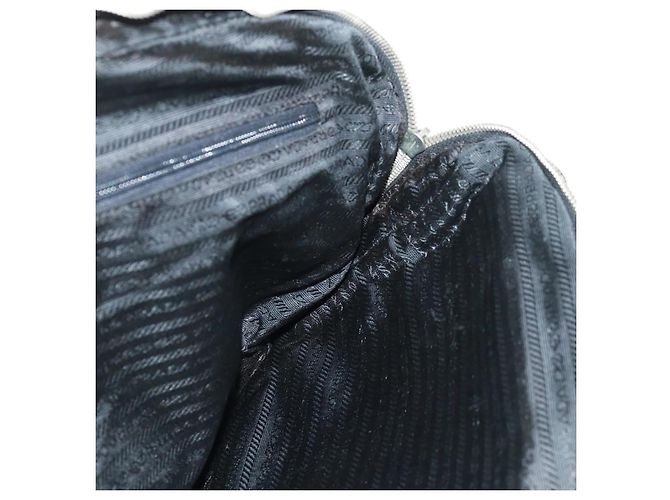 PRADA Borsa a mano in nylon pelle nera argento autentica bs32080 Nero - vista 29