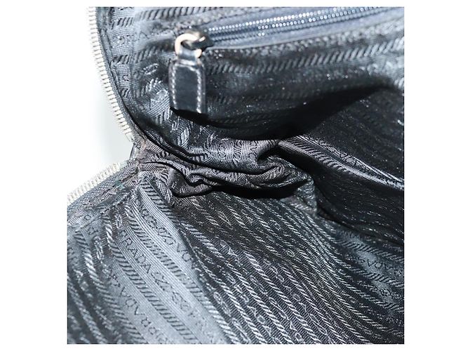 PRADA Borsa a mano in nylon pelle nera argento autentica bs32080 Nero - vista 30
