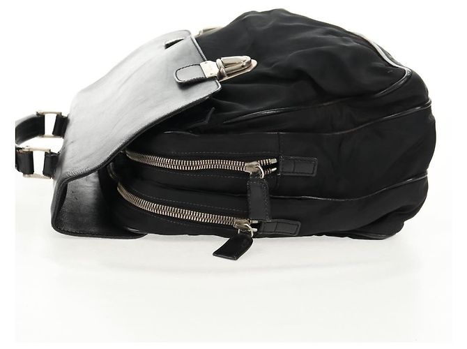 PRADA Borsa a mano in nylon pelle nera argento autentica bs32080 Nero - vista 4
